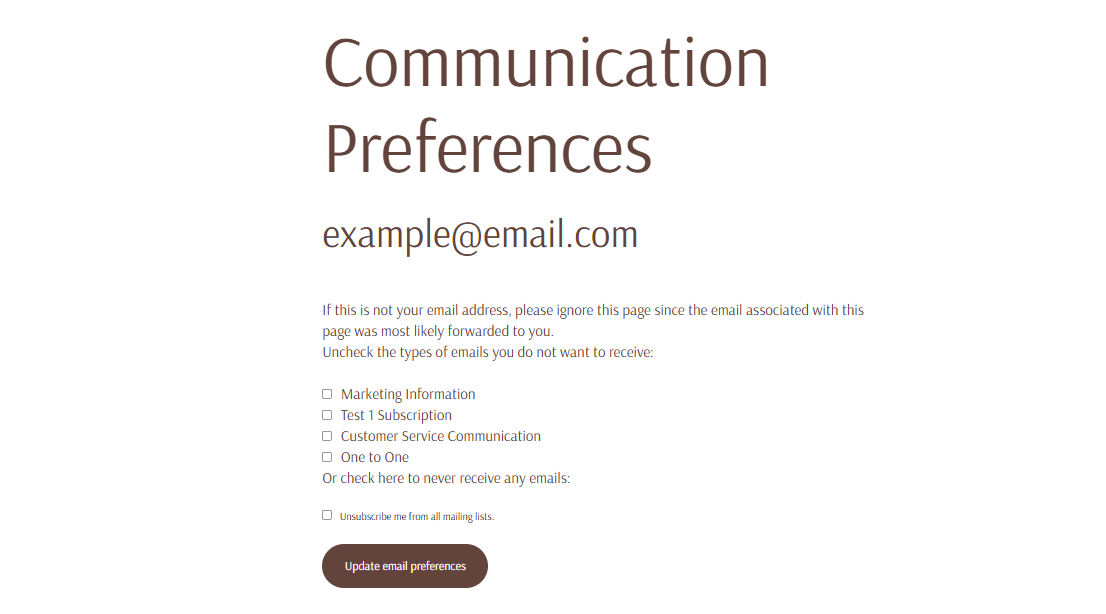 Subscription Preferences Page  Accountable Lighter