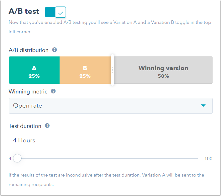 HubSpot AB Testing Information