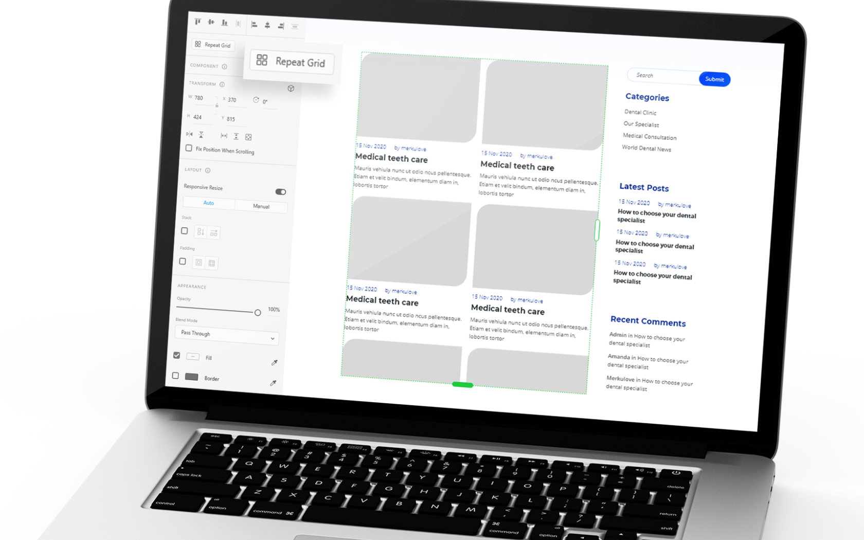 Adobe XD Repeat Grid Feature on Macbook Screen