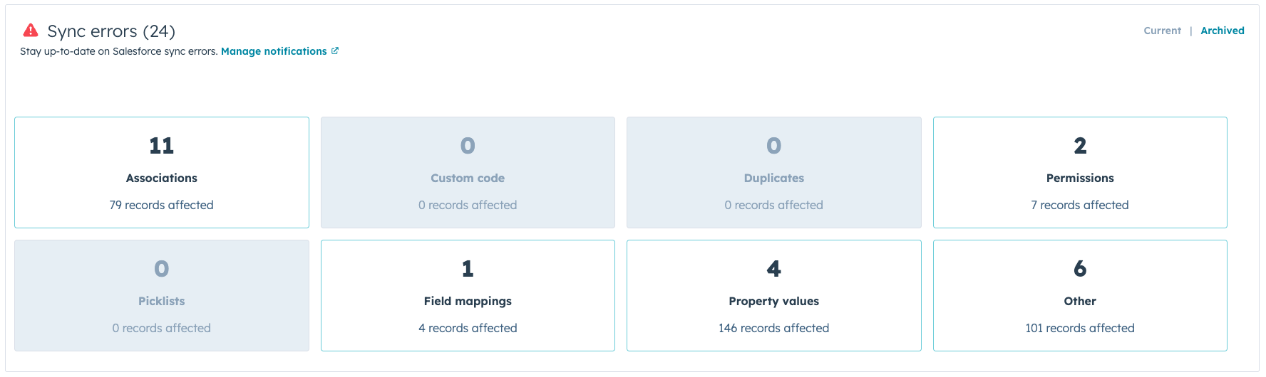 Integration error log