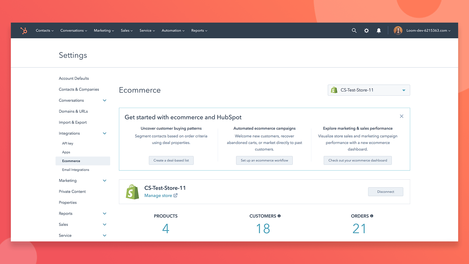 eCommerce HubSpot Integration