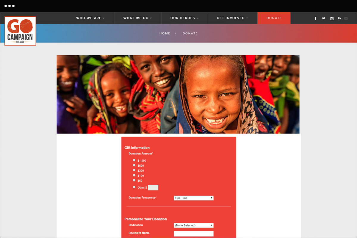 Donate Page Design