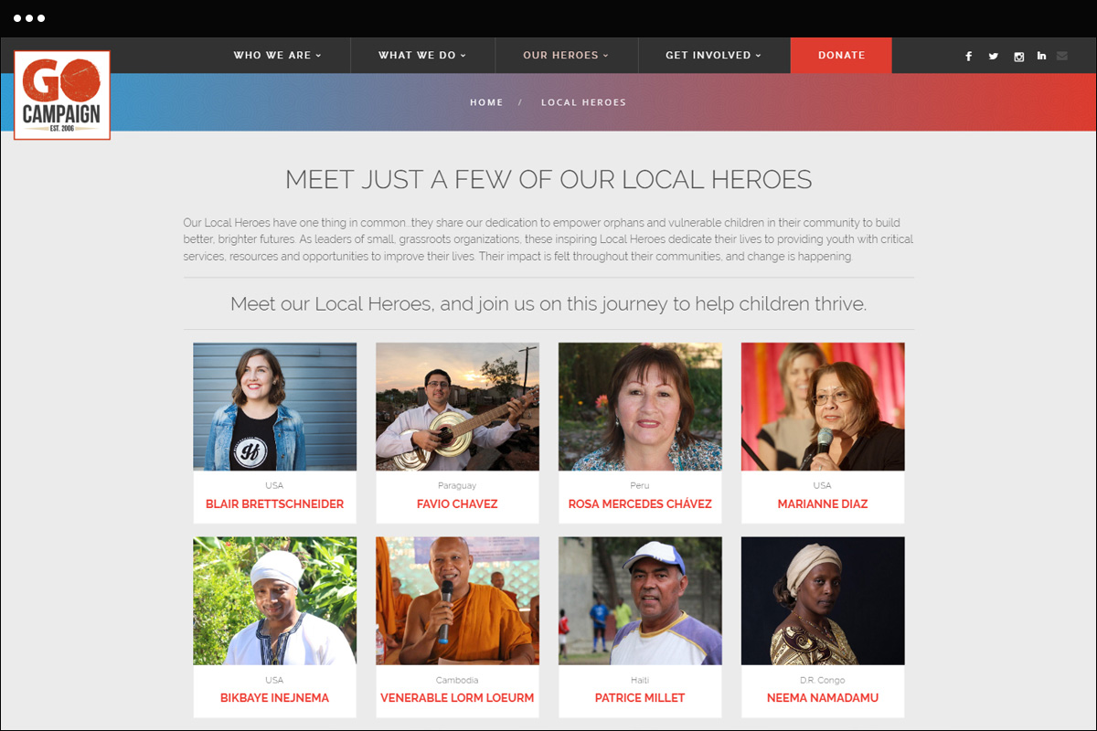 Local Heroes Page Design