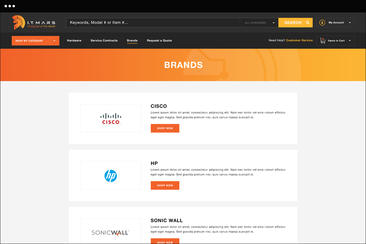 Brands Page Design