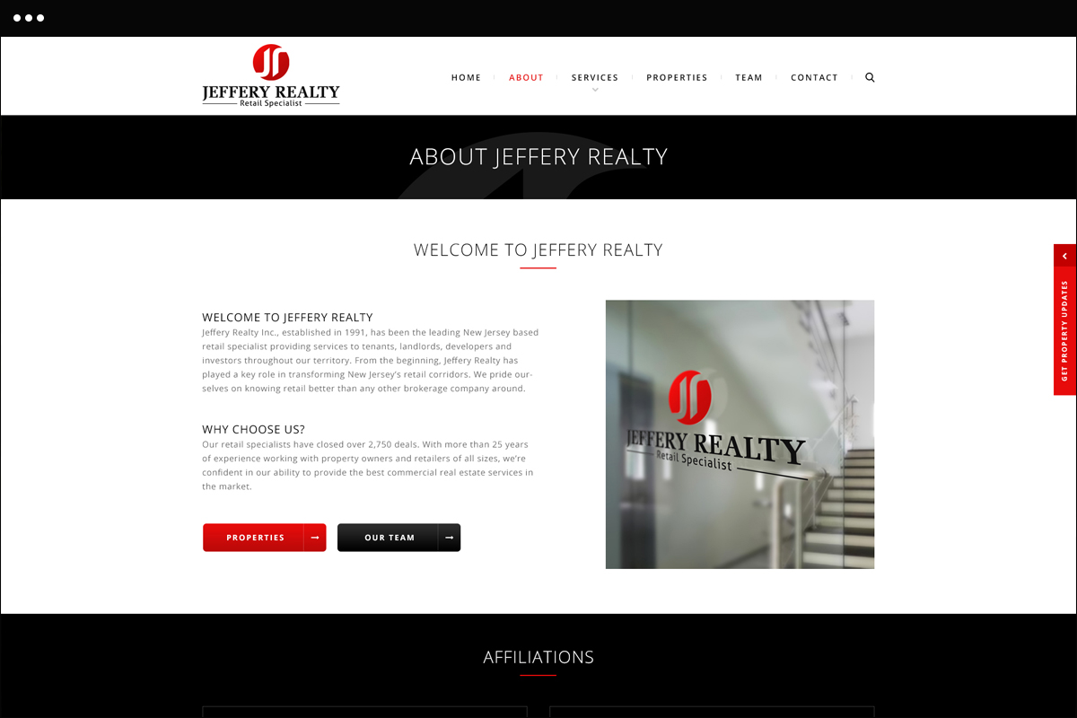 About Jeffery Realty Page Design