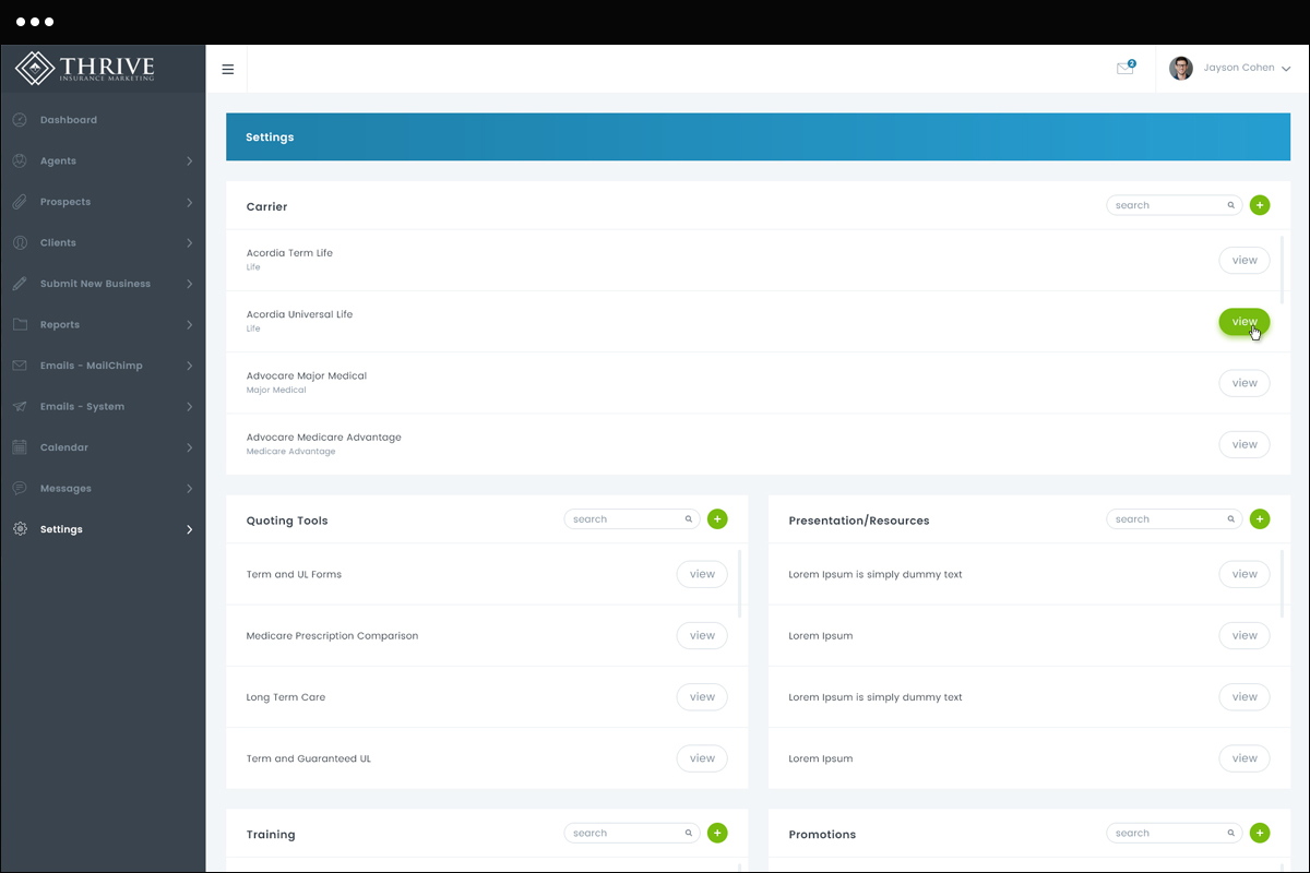 Settings Design Page